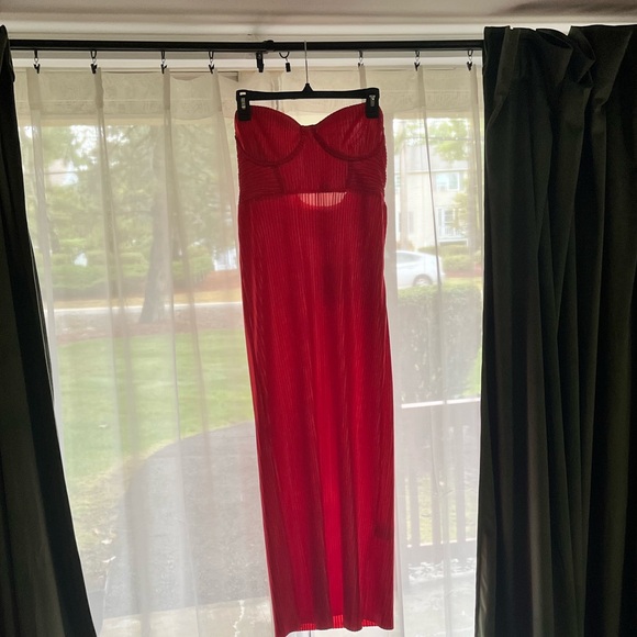 NWT Red strapless Valentines Hello Molly plisse dress size US 10 - Picture 4 of 5